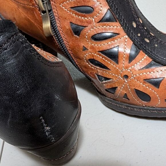 L’Artiste by Spring Step Arabella leather bootie stacked heel western size 37 - Picture 9 of 11